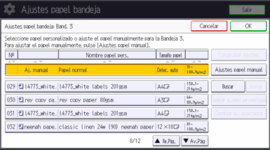 Ilustración de la pantalla del panel de mandos