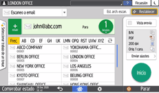 Ilustración de la pantalla del panel de mandos
