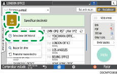 Ilustración de la pantalla del panel de mandos