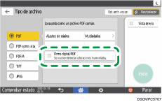Ilustración de la pantalla del panel de mandos