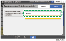 Ilustración de la pantalla del panel de mandos