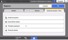 Ilustración de la pantalla del panel de mandos