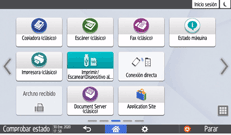 Ilustración de la pantalla del panel de mandos