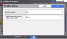 Illustration de l'écran du panneau de commande