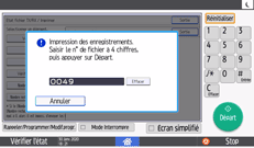 Illustration de l'écran du panneau de commande