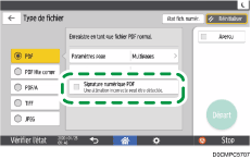 Illustration de l'écran du panneau de commande