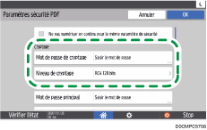 Illustration de l'écran du panneau de commande