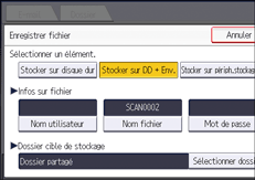 Illustration de l'écran du panneau de commande