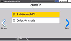 Illustration de l'écran du panneau de commande