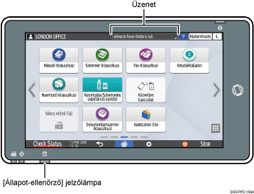 Kezelőpanel képernyőjének számozott jelölésű illusztrálása