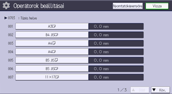 A kezelőpanel ismertetése