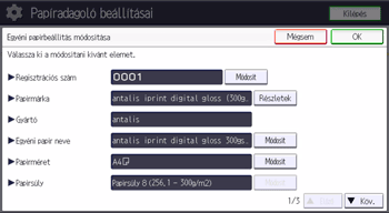 A kezelőpanel ismertetése