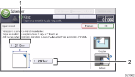 Kezelőpanel képernyőjének számozott jelölésű illusztrálása