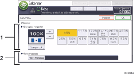 Kezelőpanel képernyőjének számozott jelölésű illusztrálása