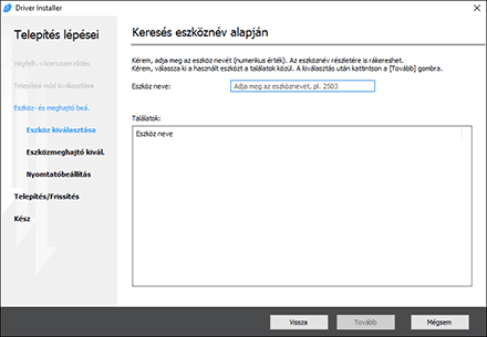 Az illesztőprogram-telepítő ábrája