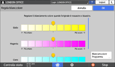 Illustrazione della schermata sul pannello di controllo