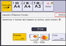 Illustrazione della schermata sul pannello di controllo