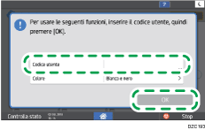 Illustrazione della schermata sul pannello di controllo