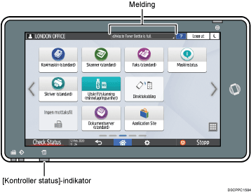 Illustrasjon av betjeningspanelet med nummererte bildetekster