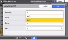 Illustrasjon av betjeningspanelet