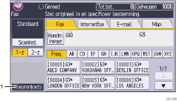 Genummerde afbeelding van het scherm van het bedieningspaneel