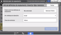 Ilustração do ecrã do painel de operação