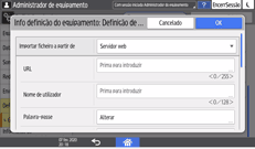 Ilustração do ecrã do painel de operação