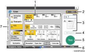 Иллюстрация экрана панели управления с пронумерованными сносками
