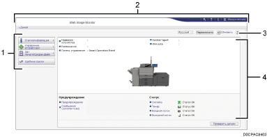 Иллюстрация экрана веб-браузера с пронумерованными сносками