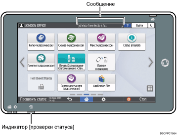 Иллюстрация экрана панели управления с пронумерованными сносками