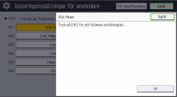 Bild på användarpanelens skärm
