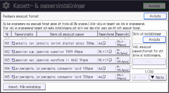 Bild på användarpanelens skärm
