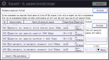 Bild på användarpanelens skärm