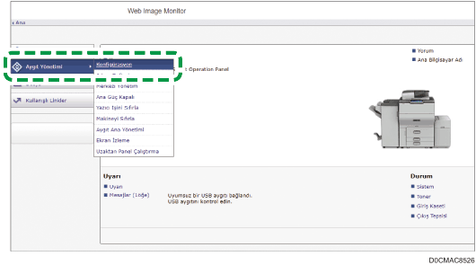 Ağ tarayıcısı ekranı resmi