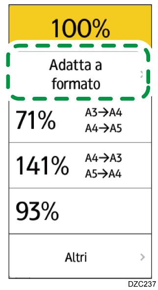Illustrazione della schermata sul pannello operativo