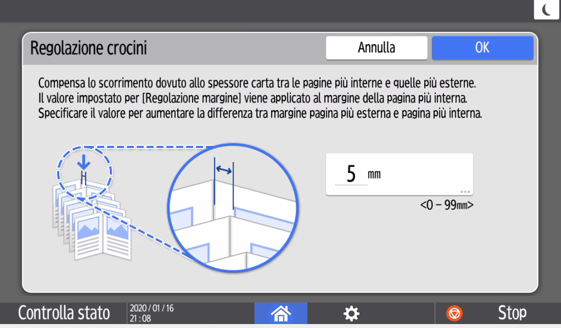 Illustrazione della schermata sul pannello operativo