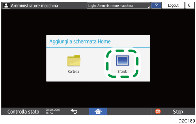 Illustrazione della schermata sul pannello operativo