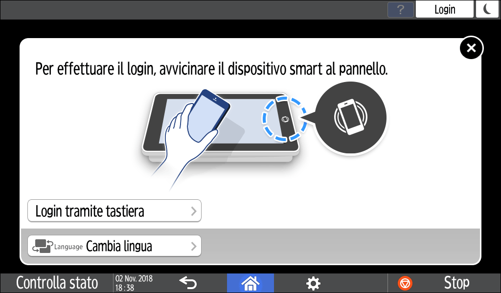 Illustrazione della schermata sul pannello operativo