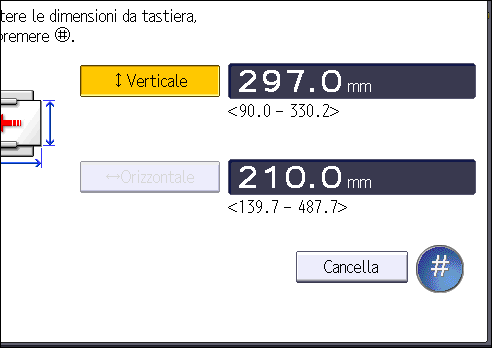 Illustrazione della schermata sul pannello operativo