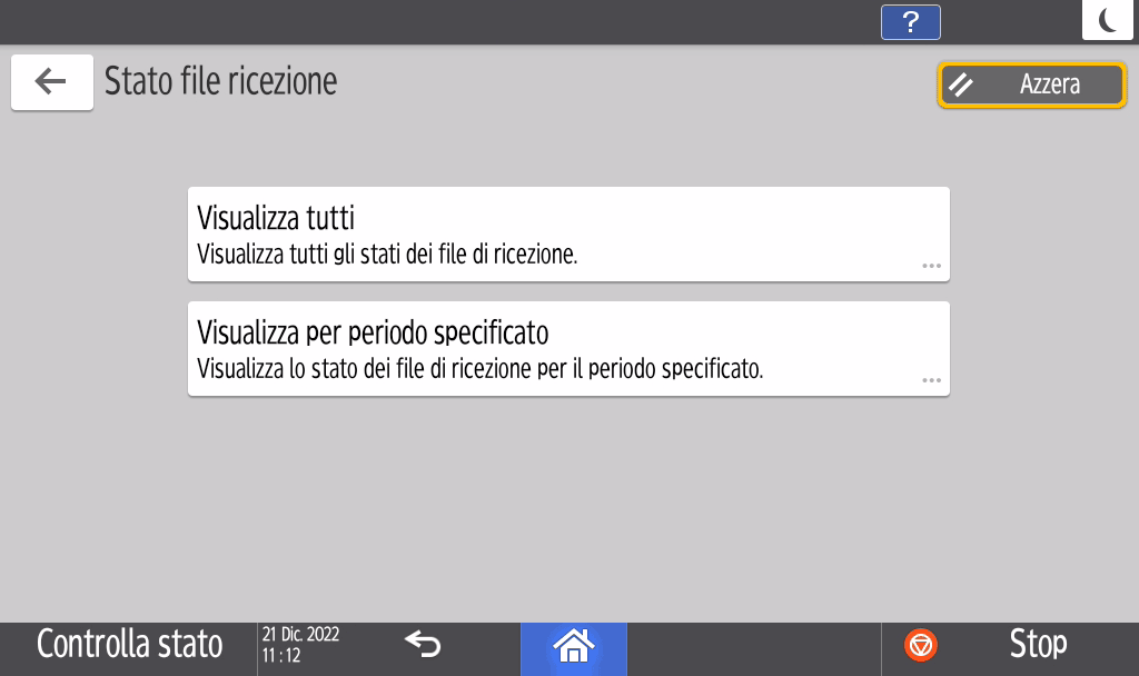 Illustrazione della schermata sul pannello operativo