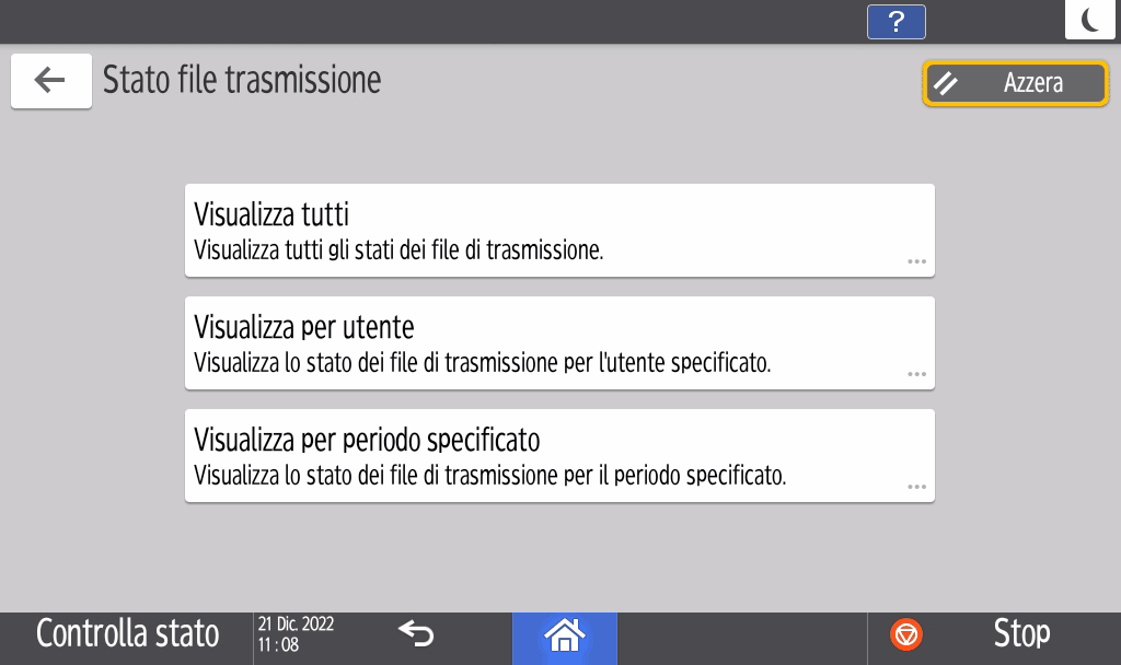 Illustrazione della schermata sul pannello operativo