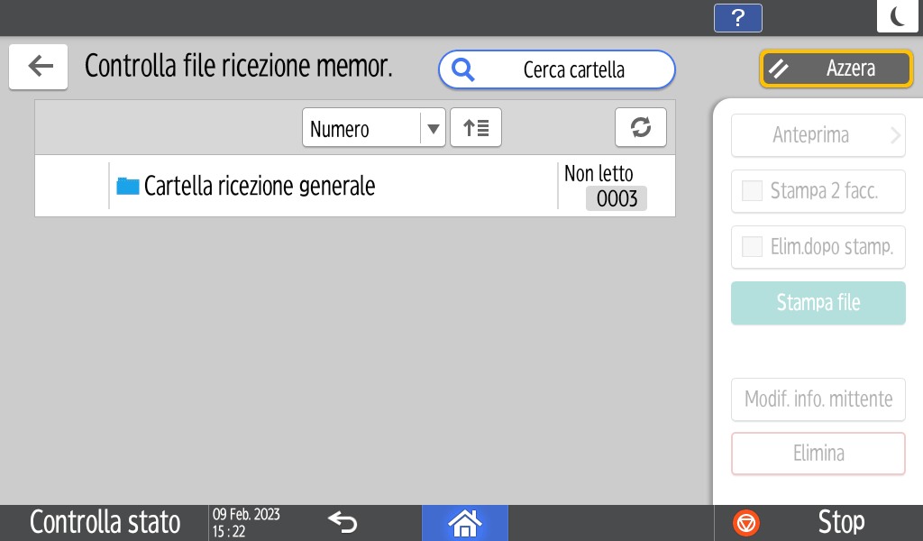 Illustrazione della schermata sul pannello operativo
