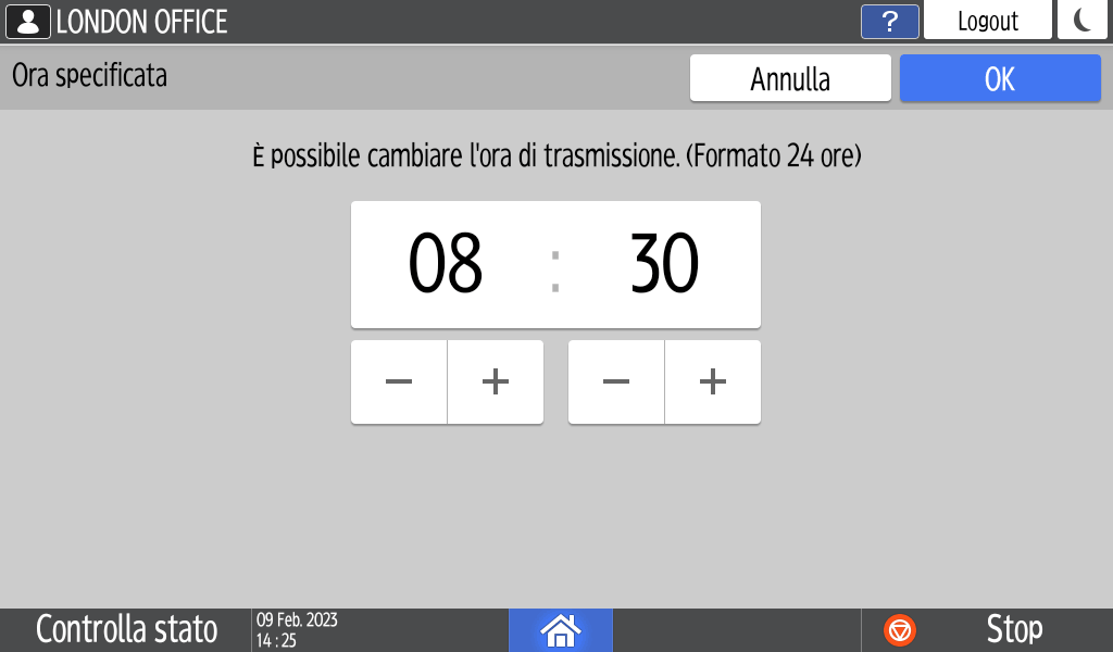 Illustrazione della schermata sul pannello operativo