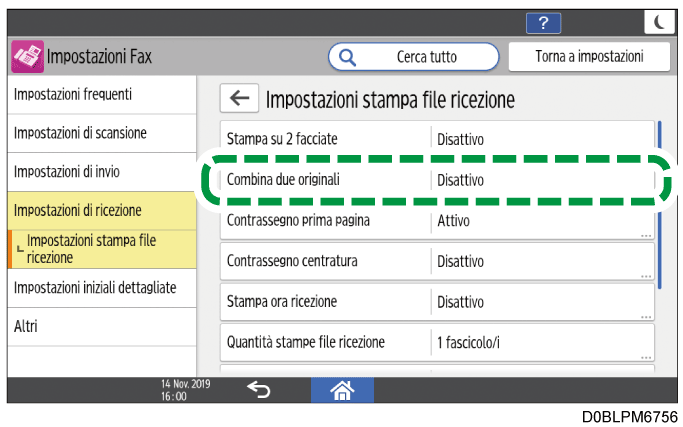 Illustrazione della schermata sul pannello operativo