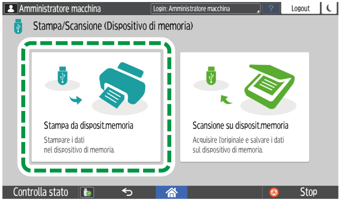 Illustrazione della schermata sul pannello operativo