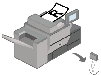 Illustrazione del salvataggio dei dati acquisiti su un dispositivo di memoria flash USB
