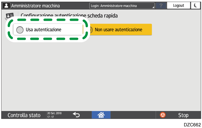Illustrazione della schermata sul pannello operativo