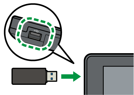 Illustrazione di inserimento di un dispositivo di memoria flash USB
