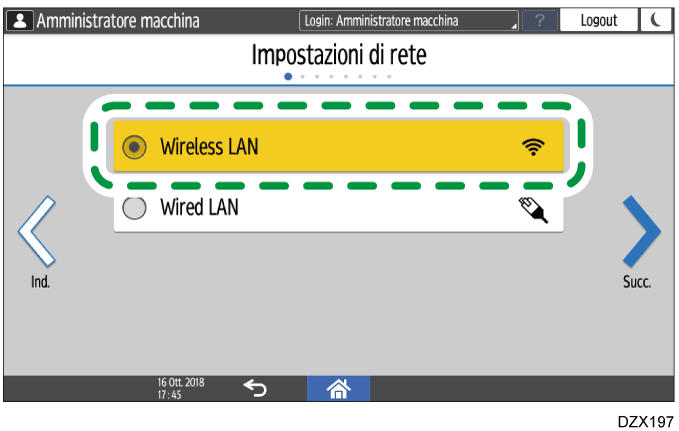 Illustrazione della schermata sul pannello di controllo