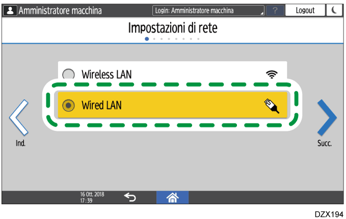 Illustrazione della schermata sul pannello di controllo